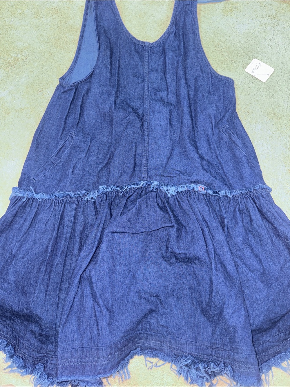 Free People Denim Blue Ruffle-Tier Mini Dress